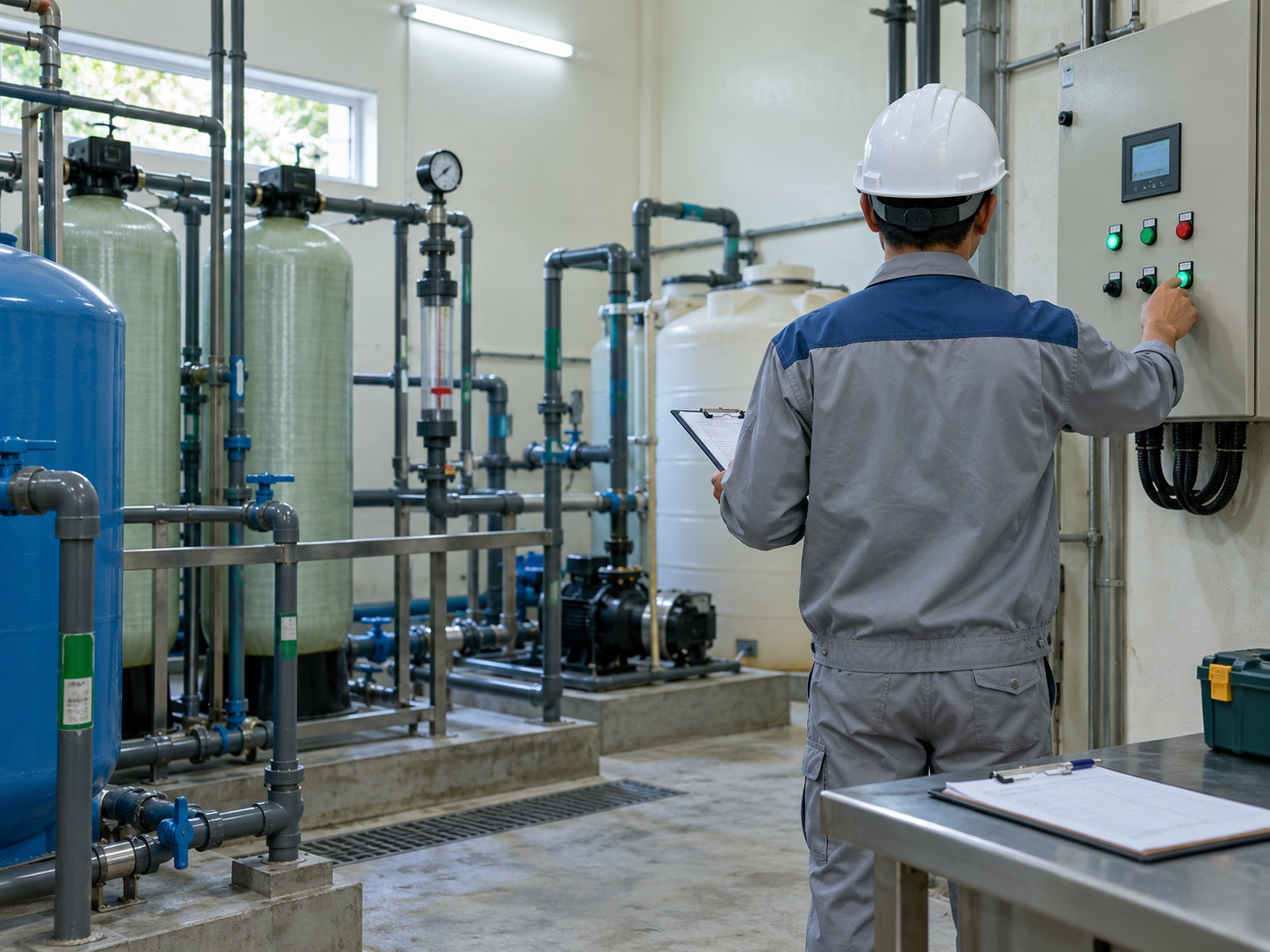 Minh họa nhân sự vận hành khu xử lý nước thải cơ sở y tế